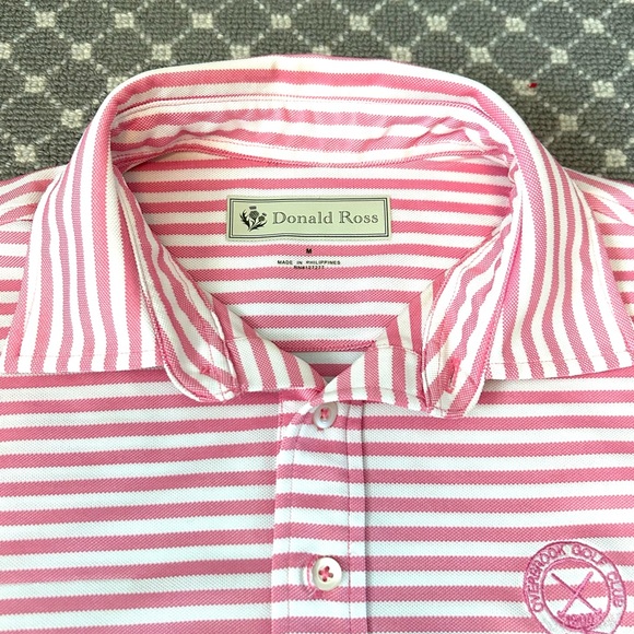Donald Ross Pink Stripe Golf Polo Shirt - Picture 4 of 7